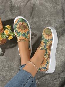 2024新款女士休闲圆头平底一脚蹬乐福鞋，软底厚底，时尚平底鞋 - 薑色 - 查看 3