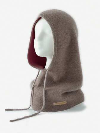 1 st unisex kashmirblandad balaklava med dragsko, enfärgad stickad varm halsduk/halsduk för utomhusbruk, höst/vinter