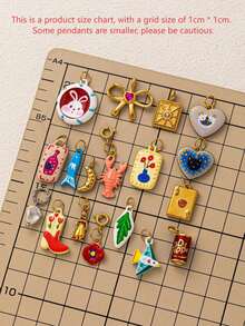 1 szt. Modny, uroczy wisiorek z królikiem, kotem, ptakiem, motylem, kwiatem, krewetką, ze stali nierdzewnej platerowanej 18-karatowym złotem, odpowiedni do biżuterii DIY, naszyjnika, bransoletki, kolczyka, breloka, akcesoriów do torebek, biżuterii damskiej, akcesoriów do portfela, małej zawieszki, akcesoriów DIY ze stali nierdzewnej - Wielokolorowe - Zobacz 2