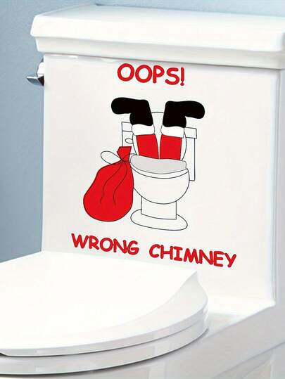 Santa Cartoon Toilet Cover Stickers Christmas Party Furniture Stickers Bathroom Decoration Stickers