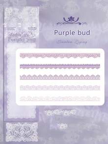 30张/包 复古花卉白色蕾丝贴纸，随机款式，手工DIY装饰剪贴簿相册工艺品，杂物日记装饰，DIY日记装饰标签贴纸 - 白色 - 查看 6