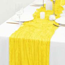 10 Pack Lemon Yellow Cheesecloth Table Runner 17x108 Inch Boho Gauze Cheese Cloth Table Runners For Wedding Party Birthday Home Decor - 檸檬黃 - 查看 7