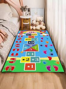 1pc Hopscotch Velvet Carpet, Washable, Cartoon Pattern, Large Game Mat, Room Decor, Holiday Gift, Low Pile, Machine Made, Polypropylene Backing, Polyester Fiber Material - Multicolor - View 18