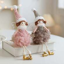 Adornos navideños de ángel con alas de alambre, adorno colgante para árbol de Navidad, ideal para el hogar, la oficina o fiestas. - Rosa - Ver 6