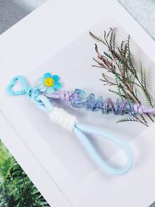 1pc Customized INS Style Minimalist Short Rope Woven Acrylic Plated Colorful English Letter Bead Heart Keychain, Cute Little Sun Acrylic Pendant, Gift For Friends, Family, Birthday Gifts, Customized Keychain, Customized Name, Customized Birthday Gift, Customized Phone Lanyard, Customized Bag Charm,Durable,Colorful,Cute,Adorable,Funny,Kawaii,Y2K,Stylish,Unisex,Casual,Custom,Personalized,Unique,Customized,Ideal Gifts For Him,Ideal Gifts For Her,Her,Boyfriend,Girlfriend,Family,Friends,Delicate Romance,Winter Grace