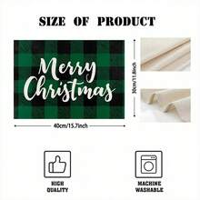 1 pieza/4 piezas/6 piezas Manteles individuales con patrón de cuadros sencillo para Navidad, manteles individuales rectangulares de poliéster lavables a máquina, protectores de mesa, manteles individuales aislantes, decoraciones de restaurante, decoraciones de mesa, artículos de fiesta, decoraciones navideñas, decoraciones para el hogar