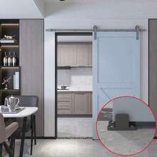 1 Set 2pcs Black Floor Track Sliding Barn Door Hardware Bypass Door Track, Barn Door Hanging Rail Hardware, Damper, No Need Groove Floor Track, Sliding Door Track, Floor Track, Heavy Duty Soundproof Floor Track, With Screws, Suitable For Sliding Doors, 45 X 20 X 24 Mm - Multicolor - View 3