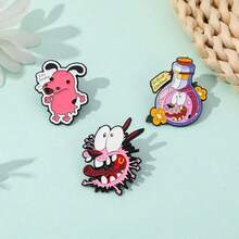 华纳兄弟 1/3 件套个性化卡通动漫胸针套装 可爱趣味勇气珐琅别针 背包服装首饰金属徽章配饰 送给朋友的礼物 - 均碼 - 查看 6