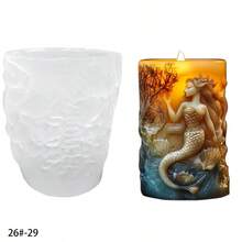 1pc Mermaid, Penguin, Dolphin Pattern Cylindrical Candle Making Silicone Mold - White - View 4