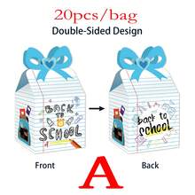 20 件/包 3D 糖果纸盒，返校派对礼物糖果零食礼品包装盒，带蝴蝶结手柄，学校用品，返校学校必需品，学校用品 - 彩色 - 查看 13