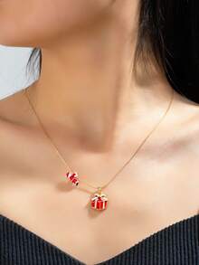 女士新款圣诞项链，送给朋友的圣诞礼物 - 彩色 - 查看 1