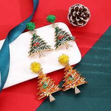 1 Cặp bông tai hợp kim đính đá hình cây thông Noel, quà tặng trang sức dự tiệc ngày lễ (Không kèm thiệp) - Nhiều màu - Xem 4
