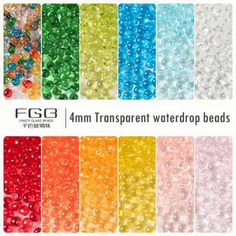 4mm 300pieces Glass Beads,Transparent Waterdrop Seed Beads For Jewelry Making,15 Colors Crystal Beads For DIY Earrings Necklaces Bracelet