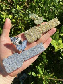 DUBSS 男士镶钻祈祷项链吊坠，5A级立方氧化锆镀金嘻哈风格饰品 - 銀色 - 查看 2