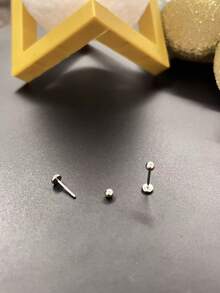 1 Stück medizinisch-hypoallergenes Titan-Stahl flacher Stengel runder Ball Nasen-Stecker, 20G/18G Ohrknorpel/Augenbrauen/Lippen/Zunge Piercing Schmuck