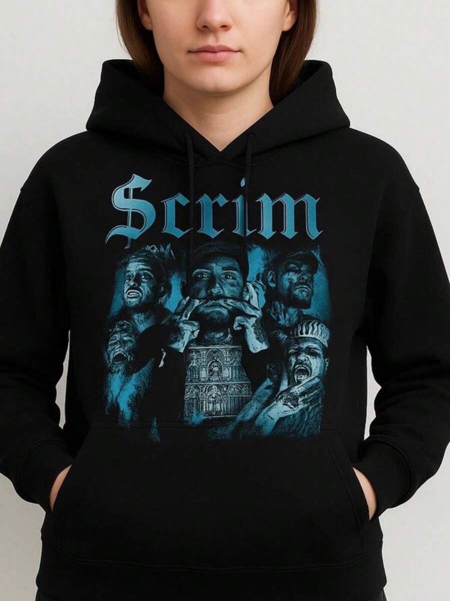 Scrim Suicideboy Fan Hoodie Gothic Rap Streetwear Dark Underground Hip Hop Merch Hoodie For Rap Fans, Horrorcore Trap Aesthetic Pullover - màu đen - Xem 1