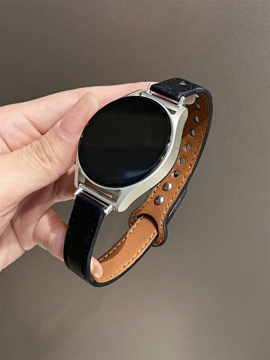18mm 20mm 22mm 标准尺寸真皮表带 - 时尚替换表带，兼容华为 Galaxy Watch 7 6 5 4 40mm 44mm、Galaxy Watch 5 Pro、Galaxy Active 2、Watch 6 4、GT6 GT5 GT4 GT3 GT2 Pro，男女通用 - 黑色 - 查看 1