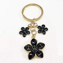 樱花钥匙扣简约樱花花卉手机挂件装饰配件女士、女孩背包学校汽车配件可爱哥特 Y2k 包配件挂绳带身份证夹汽车配件包饰 - 黑色-新 - 查看 3