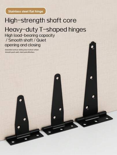 Rust-Resistant Extended T-Shaped Metal Hinge, Thick Cold-Rolled Steel T-Shaped Triangle Hinge, Heavy Duty And Durable, Smooth Opening And Closing, Suitable For Various Wooden Cabinets, Villas, Fences, Wooden Doors
