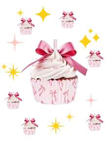 50PCS Mini Pink Bow Cupcake, A Special Container For Snow Seducers, A Sweet Element For Valentine's Day Dinner Tables - Multicolor - View 6