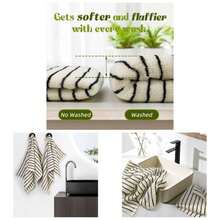 - Toallas de mano a rayas blancas y negras para bao, decoracin de cocina clsico, uso de invitados, adultos y nios, algodn natural, 14x 29 pulgadas - Negro - Ver 1