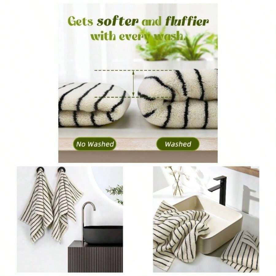 - Toallas de mano a rayas blancas y negras para bao, decoracin de cocina clsico, uso de invitados, adultos y nios, algodn natural, 14x 29 pulgadas - Negro - Ver 1