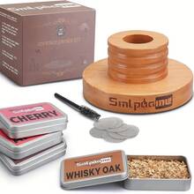 Smlpuame 1 Set, Smoked Wood Cocktail Lid Set: Wooden Smoker Kit For Bourbon Whiskey, Home Bar Supplies - Khaki - View 9