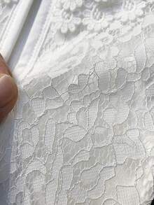 女婴蕾丝披肩，婴儿开衫，小女孩新款外套，黑白配色，百搭蕾丝开衫，纯色公主裙外套，节日礼物 - 白色 - 查看 4