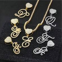 1 Set Women's Elegant Heart & Letter Pendant Necklace With Single Row Rhinestones, Matching Single Row Rhinestone Bracelet, Suitable For Daily Wear, Parties And Events, Versatile Jewelry Set - Fashionable Heart Letter Pendant Necklace - View 8