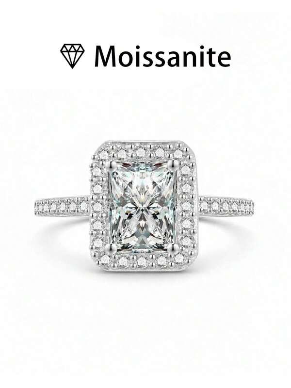 1pc Women's Wedding Ring, 2.6g S925 Sterling Silver, 2 Carat Moissanite, Bohemian Palace Style, Engagement, Wedding, Anniversary, Valentine's Day Gift, Comes With Moissanite Certificate And Elegant Gift Box