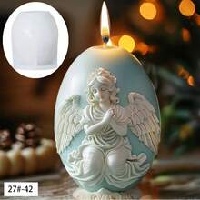1pc Jesus, Virgin Mary, Angel Pattern Cylinder Craft Candle Making Silicone Mold - White - View 7