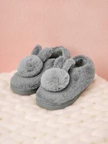 Hatastic 新款女士毛绒拖鞋，蓬松拖鞋，冬靴，室内/室外两用，毛绒鞋，包头家居拖鞋，秋冬款，卡通可爱兔子，厚底，室内保暖毛绒，柔软鞋底，红色鞋，棕色拖鞋，圣诞礼物 - 灰色 - 查看 1