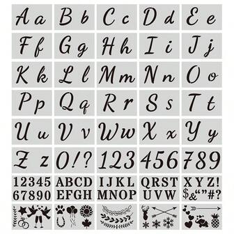 40pcs Large Alphabet & Number Stencils Set - Reusable Plastic Templates With Signs, 3 Fonts For Wood, Chalkboard & Fabric Crafting