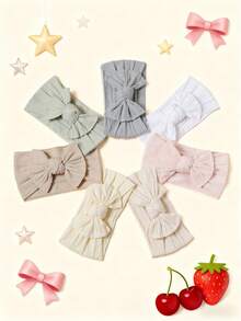 7pcs/Set Baby Girl Soft Elastic Nylon Headbands, Solid Color Cute Hair Accessories Set