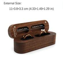 1 Pc Custom Personalized Wedding Ring Box, Large Wooden Two-Slot Ring Box, Ring Bearer Box, Ring Box Proposal, Ring Box With Magnetic Attachment, Walnut Ring Storage Box, For Modern Rustic Wedding - Two-slot Rounded Corner Ring Box - View 10