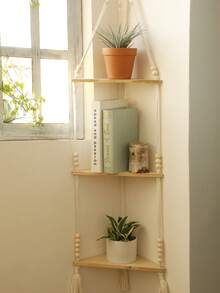 1 Bộ Giá Treo Góc Phong Cách Bohemian với Dây Dây Hạt Gỗ Dệt Thủ Công, Kệ Lưu Trữ & Trưng Bày, Kệ Treo Tường Bằng Gỗ Tự Nhiên, Kệ Trang Trí Nghệ Thuật Phong Cách Boho Tối Giản, Thích Hợp Cho Phòng Khách, Phòng Ngủ, Phòng Tắm, Góc Quán Cà Phê, Lối Vào Và Các Không Gian Nhà Khác - Nhiều màu - Xem 10