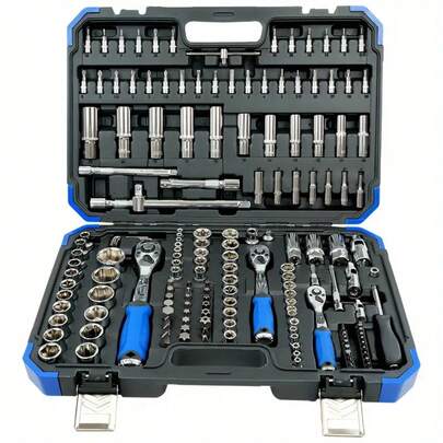 46pcs Professional Automotive Repair Tool Set, Home Hardware Hand Tool Kit, Car Maintenance Tool Box, Best Gift For Father, Boyfriend, Friend, Socket Wrench Set, Christmas Gift