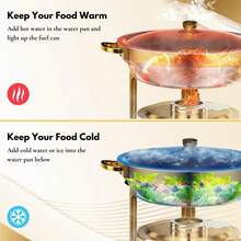 Gold Chafing Dishes For Buffet With Glass Lid (5QT, 1/2/4 Pack), Round Chafer & Warmer Set With Lid Holder, Polished 316 Stainless Steel, Rolled Rim Process, Chafing Dishes For Buffet For Catering Events, Parties, Weddings - 1 gói - Xem 5