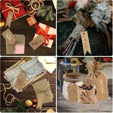 Simpeak 120 PCS Etiquetas De Regalo De Papel Kraft Set+120 PCS Cordel De Yute, Decoración Para Manualidades Y, Tarjetas De Recuerdo De Boda - Marrón - Ver 5