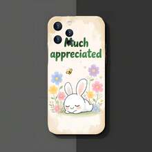 1PC Phone Case,  Cute Bunny Flowers Text Butterflies , Stylish Phone Case, Phone Decoration, All-around Lens Protection, Creative Small Gift, Funny Gift for Boys and Girls - Negro - Ver 3