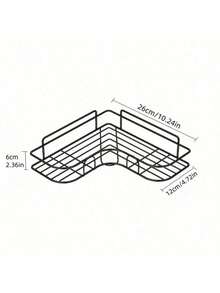 1pc Black Metal Corner Shelf - Space-Saving Wall-Mounted Bathroom Storage Rack, Suitable For Shampoo, Skincare And Cosmetics, Formaldehyde-Free, Bathroom Organization Helper - Multicolor - View 7
