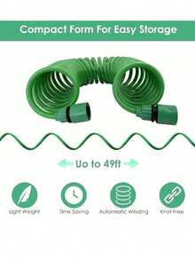 一套高压花园EVA螺旋软管，带7功能喷枪 - 耐用螺旋水管，适用于草坪护理和洗车 - 綠色 - 查看 5
