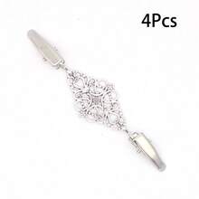 1Pc/2/4/6Pcs Fashion Sweater Clip Geometric Hollow Cardigan Clip Fashion Clothing Decoration Brooch Vintage Alloy Sweater Clip Silk Scarf Cardigan Button Shirt Collar Pin Anti-Slip Buckle Pin Keep Your Cardigan Collar With Fashion Accessories - Multicolor - View 20