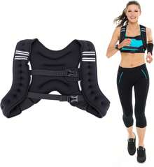 6/10/20LB Chaleco de Peso, Chaleco con Peso para Ejercicio, chaleco peso entrenamiento, Diseño con bandas reflectantes y correas ajustables para los hombros - Negro - Ver 2