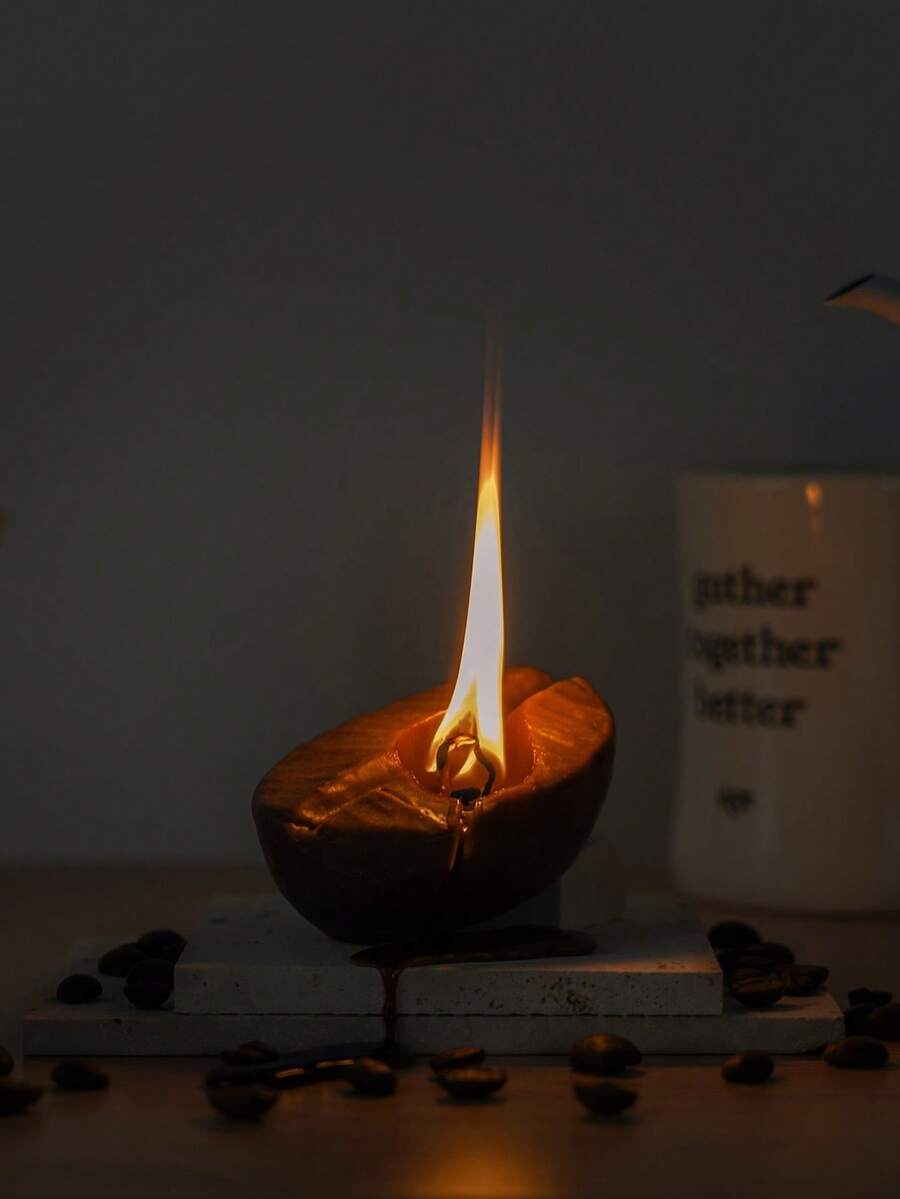 1pc Unique Coffee Bean Shaped Scented Candle, Boutique Fragrance Decor Candle, Coffee Scent, Valentine's Day Gift - Multicolor - View 1