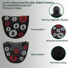 1pc Durable PU Leather Super Soft Embroidered Golf Club Head Cover With Magnetic Buckle, Putter Cover Suitable For Outdoor Enthusiasts Of Both Genders