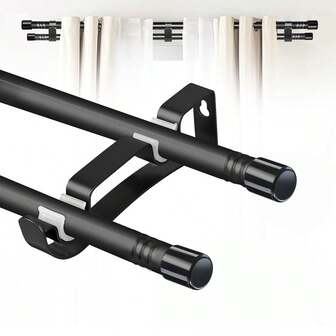 Barra de cortina doble, barras de cortina opaca doble para ventanas de 28 a 148 pulgadas, de gran resistencia, con soportes de 5/8 pulgadas de metal con doble barra para cortinas, con secciones ajustables y terminales decorativos