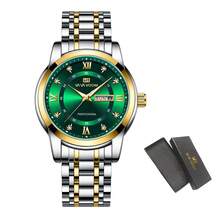 1pc Men's Quartz Watch, 41mm Classic Luxury Diamond Calendar Clock, Green/Blue/Gold/Silver/Black Stainless Steel Dial, Genuine Quartz Movement, 3 Bar Water Resistant, Business Style, Exquisite Couple Watch - Green - View 11