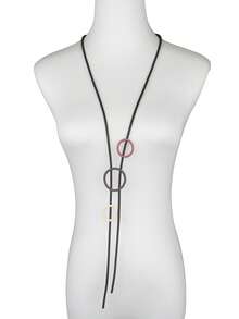 MARLIWOO 1pc Minimalist Hollow Round Pendant Handmade Long Ladies Fashion Necklace, For Daily Wear - Multicolor - View 7