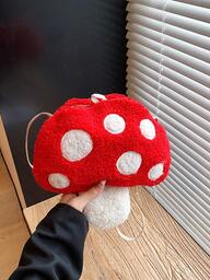 Cartoon Pilz-förmige Umhängetasche, geeignet für Jungen und Mädchen, weich und niedlich, Umhängetasche passend für Herbst und Winter